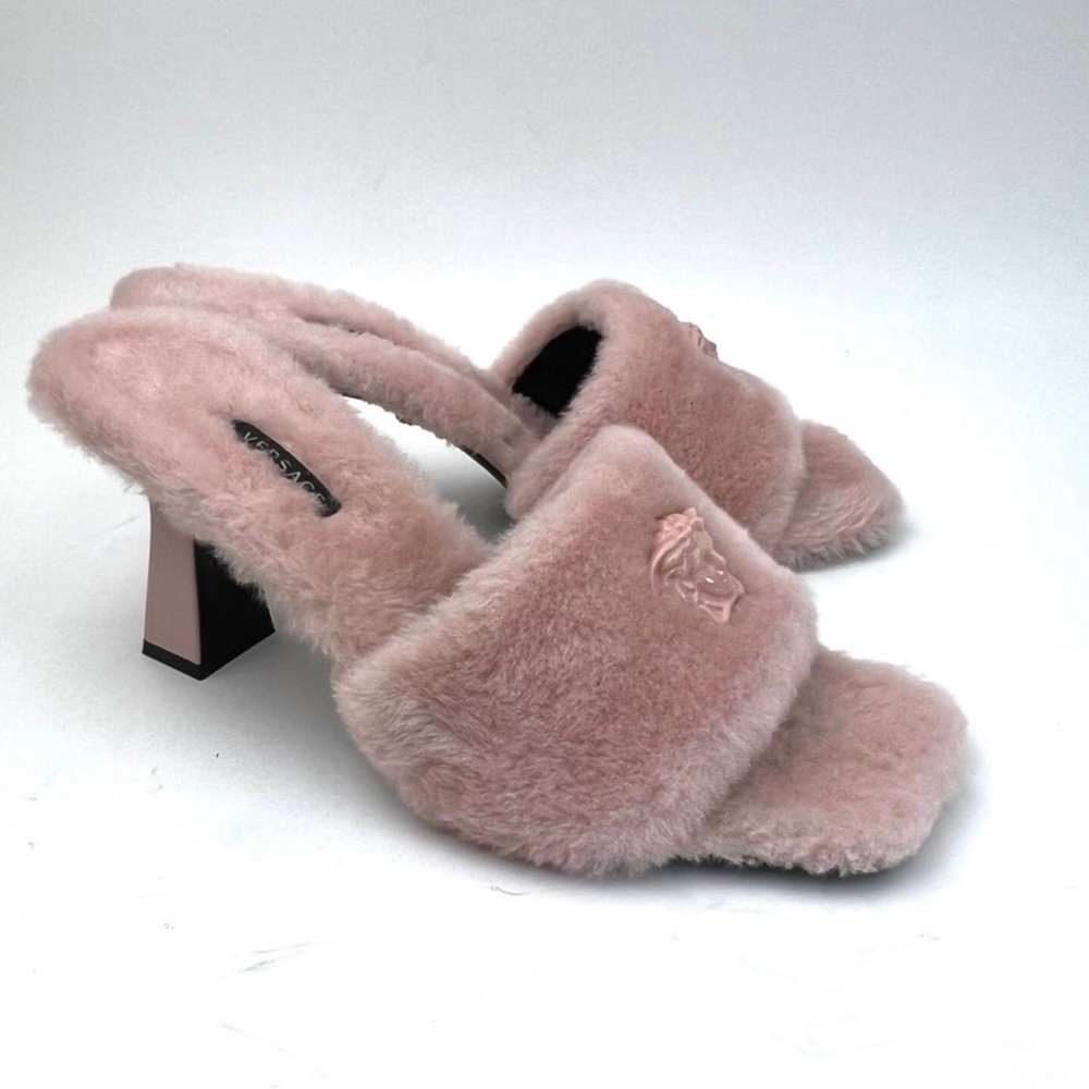 VERSACE La Medusa Faux Fur Slide Sandal sz 9 - Picture 5 of 14